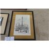 Image 3 : 2 Framed London Street Scenes  Woman + Donkey Picture Largest 13" x 17"  