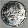 Image 1 : 1965 Type 5 Queen Elizabeth II Canadian Silver Dollar UNC 24