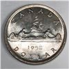 Image 1 : 1952 King George VI Canadian Silver Dollar UNC SWL Touching Canoe