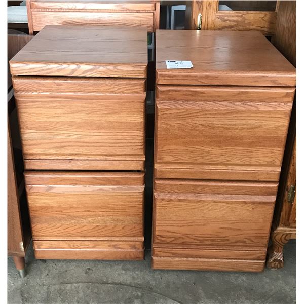 Set Of 2 Drawer Wooden Filing Cabinets