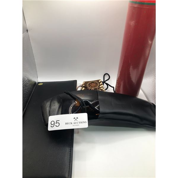 U.V. Protective Glasses , Notebook, Hand Made Change Purse,And Fireplace Matches