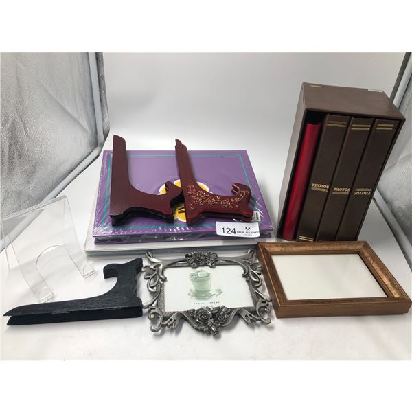 Collection Of Photo Albums And Picture Frames/Stands