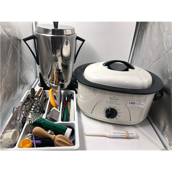 SunBeam Coffee Make, Rival Roaster Oven And Assorted Kitchen Ware