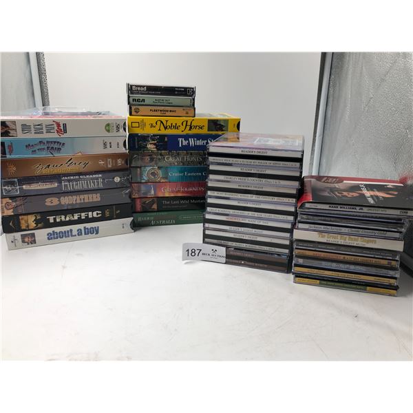 Large Assortment Of VHS,CDs,And Some Cassettes