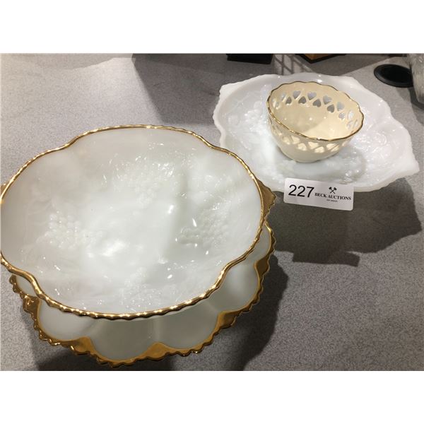 Gold Rim Milk Glass Dishes