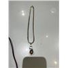 Image 1 : 14K Gold Chain & Gold Wrapped Mother of Pearl Pendant