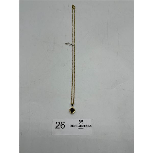 Costume Necklace with Garnet Pendant