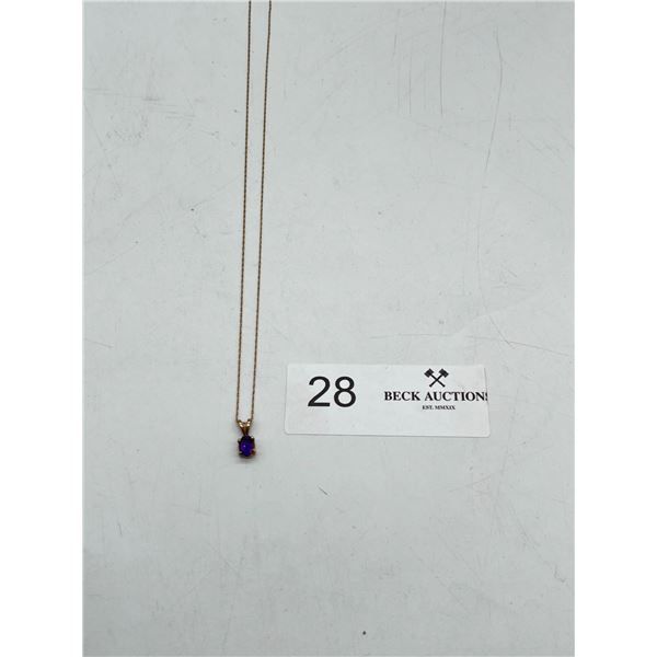 10K Gold necklace with amethyst stone
