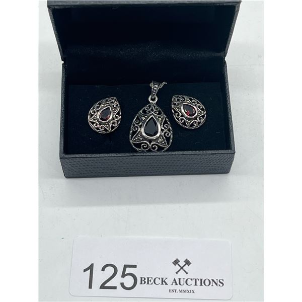 Sterling silver necklace and earring set
