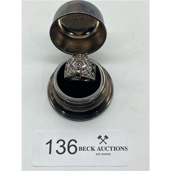 Silver ring with purple and gray gemstones Box Not Included