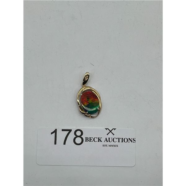 14K Gold pendant with multicolour gemstone