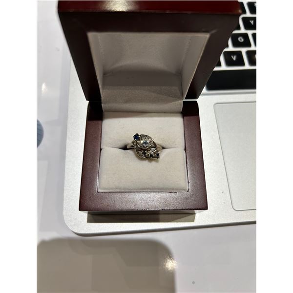 14K Diamond and Sapphire Gold Ring