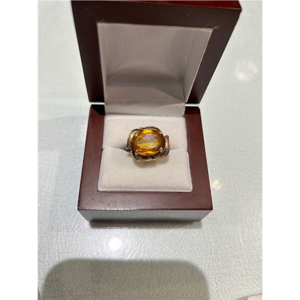 10K Gold Ring with Orange Stone