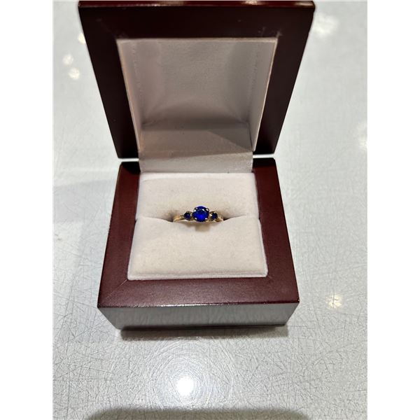 10K Gold Ring with Blue Stones