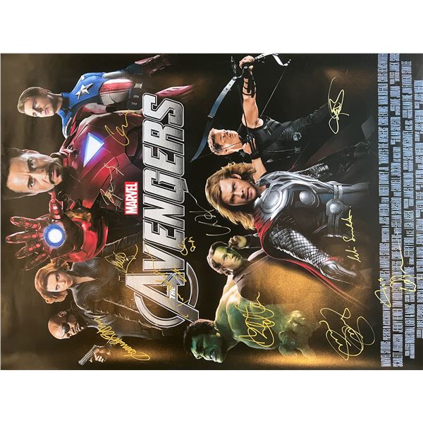 The Avengers cast signed movie poster