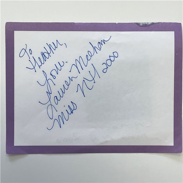 Miss New Hampshire Lauren Meehan signed note