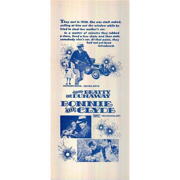 Bonnie and Clyde Original 1967 Vintage Australian Insert Poster