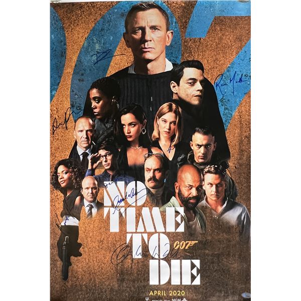 No Time To Die cast signed movie poster