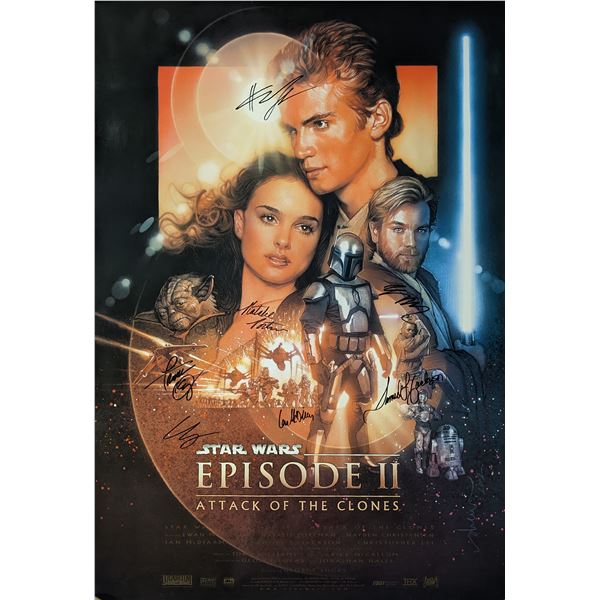 Star Wars Episode 2 Attack Of The Clones Cast Signed Movie Poster
