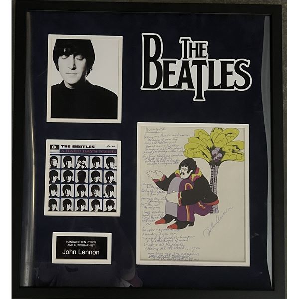 John Lennon signed Imagine lyrics collage. GFA authenticated