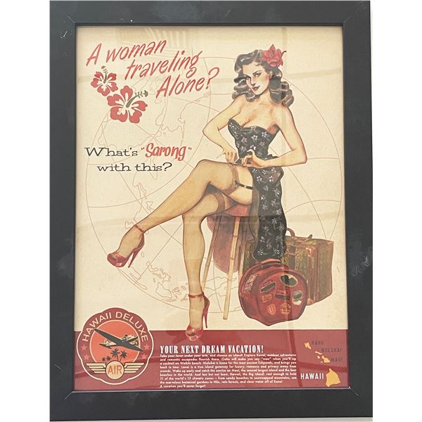 Hawaiian Pin-Up Girl Framed Vintage Poster