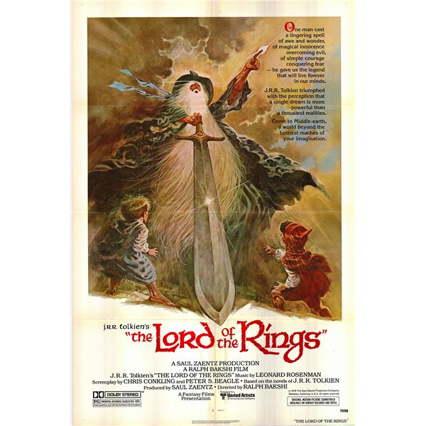 The Lord of the Rings Original 1978 Vintage One Sheet Poster