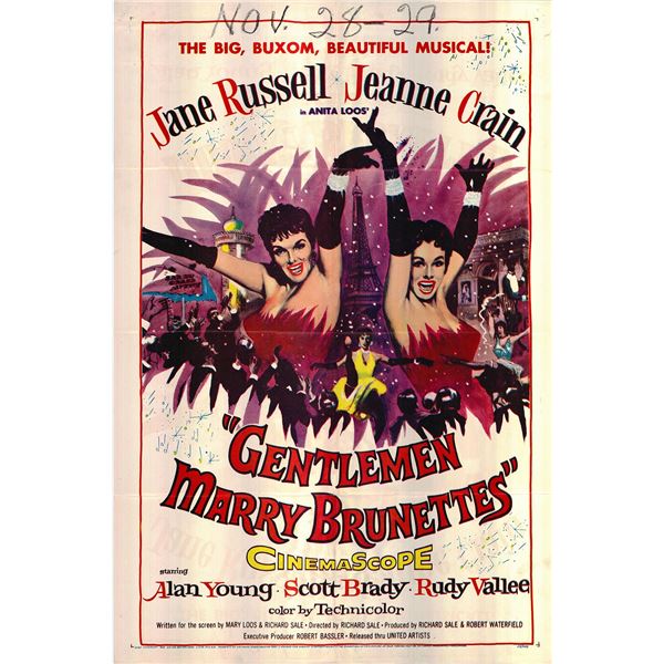 Gentlemen Marry Brunettes Original 1954 Vintage One Sheet Poster