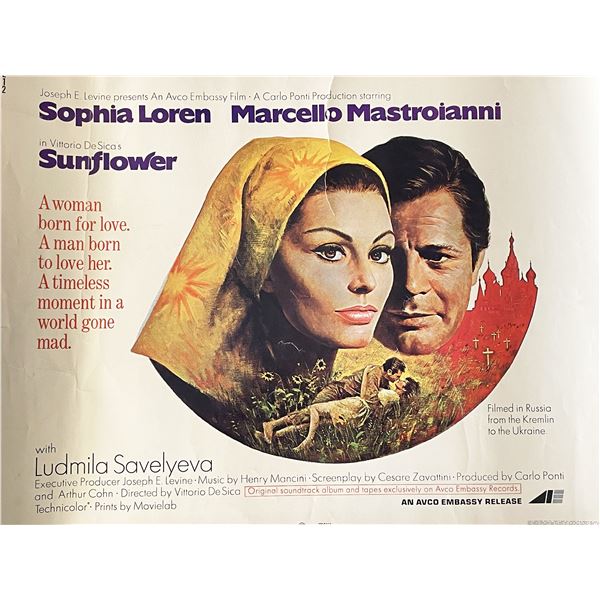 Sunflower 1970 vintage movie poster