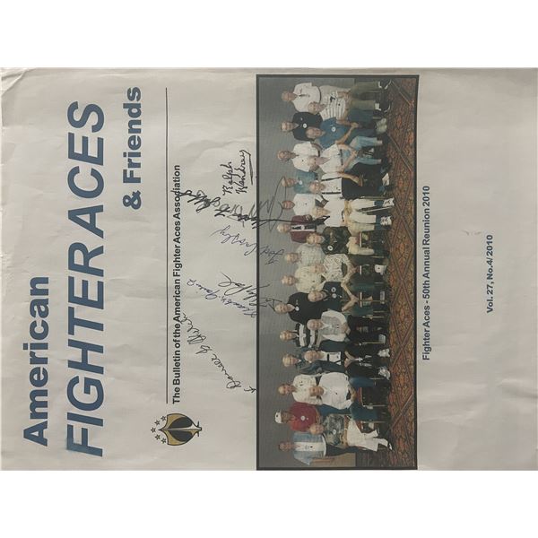 WWII pilots American Fighter Aces signed bulletin