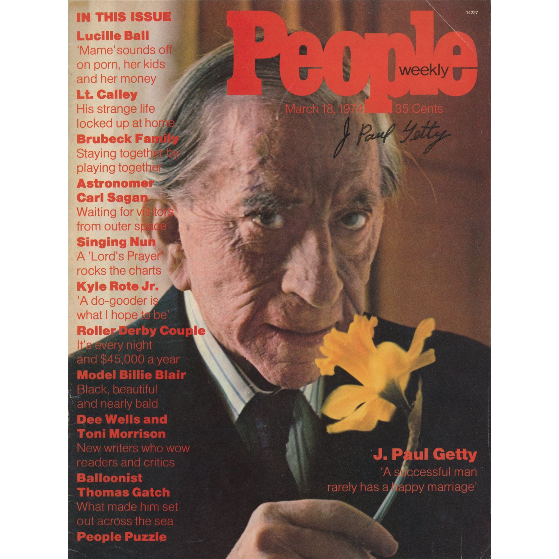 Getty Magazine J. Paul Getty signed People Magazine