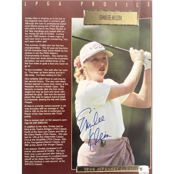 Emilee Klein signed 1996 JC Penney Classic LPGA profile