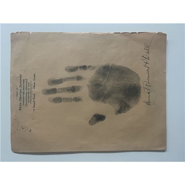 Mother of First Lady of the United States Anna Hall Roosevelt Handprint