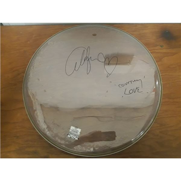 Courtney Love signed drumhead