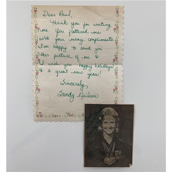 Olympian Sandy Neilson handwritten and signed letter and signed photo