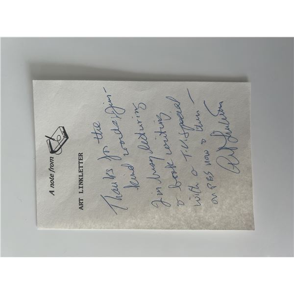 Art Linkletter signed note