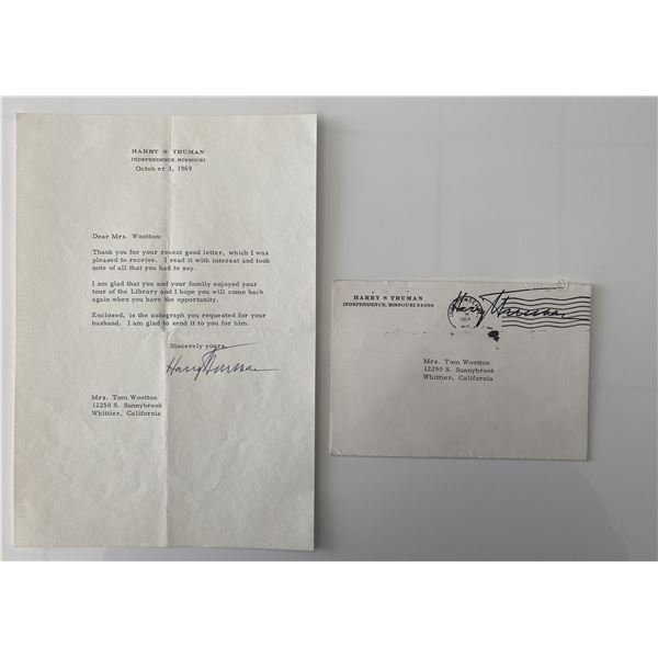 Harry S. Truman signed collector letter