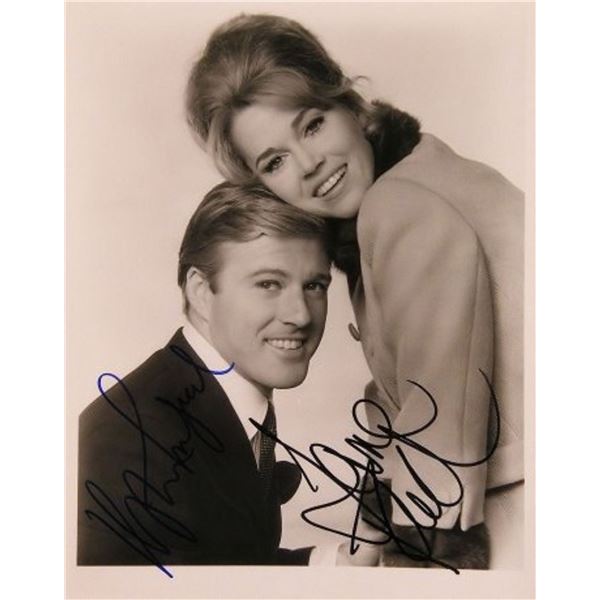 Jane Fonda and Robert Redford signed portrait photo
