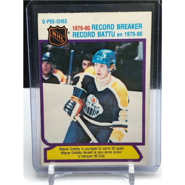 1979-80 O-PEE-CHEE RECORD BREAKER WAYNE GRETZKY HOCKEY CARD