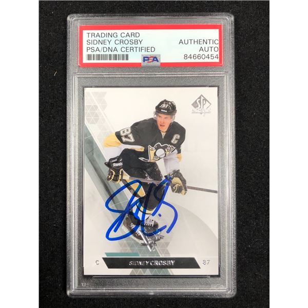 SIDNEY CROSBY SIGNED UPPER DECK SP AUTHENTIC HOCKEY CARD (PSA COA)