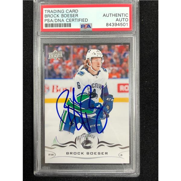 2017-18 UPPER DECK BROCK BOESER SIGNED HOCKEY CARD (PSA AUTHENTIC)