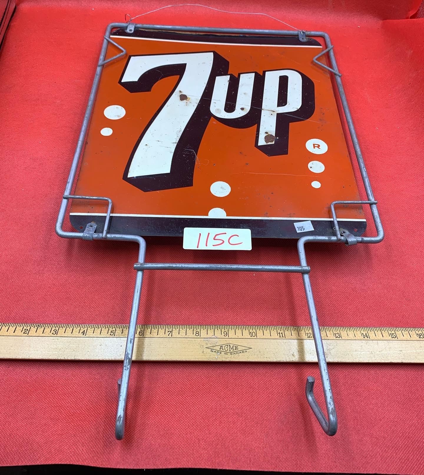 Wire Rack Topper Sign VINTAGE 50S 7UP RACK TOPPER SIGN