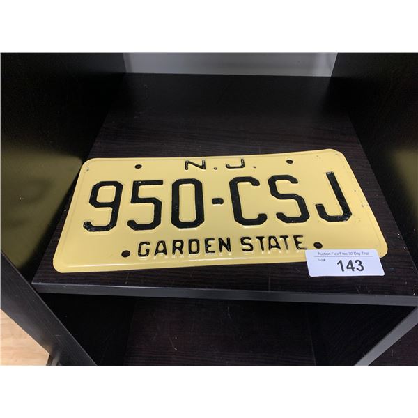 VINTAGE NEW JERSEY LICENSE PLATE