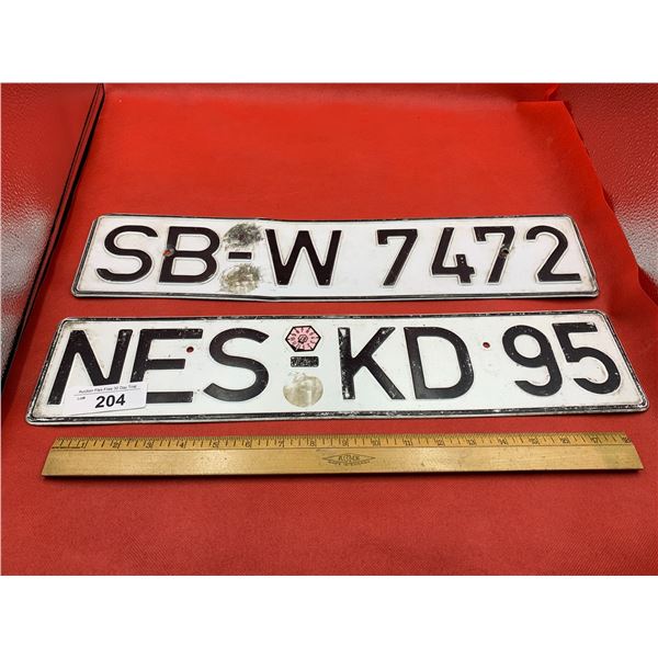TWO EUROPEAN LICENSE PLATES