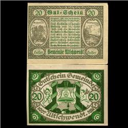 1920 Austria Altschwendt 20 Heller GEM Rare Note EST: $50 - $200 (COI-3377) (COI-3377)