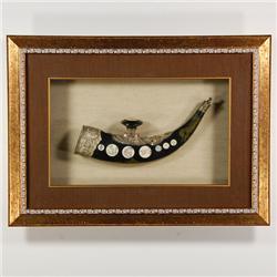 Water Buffalo Horn Pipe With Inlaid Carved Bone (CLB-060)