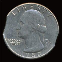 1980D Washington Quarter Hi Grade Double Clip Error (COI-5108)