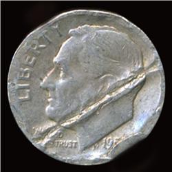 195? Roosevelt Silver Dime Struck Thru Wire Error Hi Grade (COI-5110)