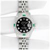 Image 2 : Rolex Ladies Stainless Steel Diamond and Emerald Datejust Wristwatch