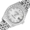Image 2 : Rolex Ladies Stainless Steel Silver Diamond Datejust Wristwatch