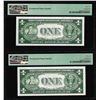 Image 2 : (2) Consecutive 1935G No Motto $1 Silver Certificate Notes PMG Gem Uncirculated 66EPQ